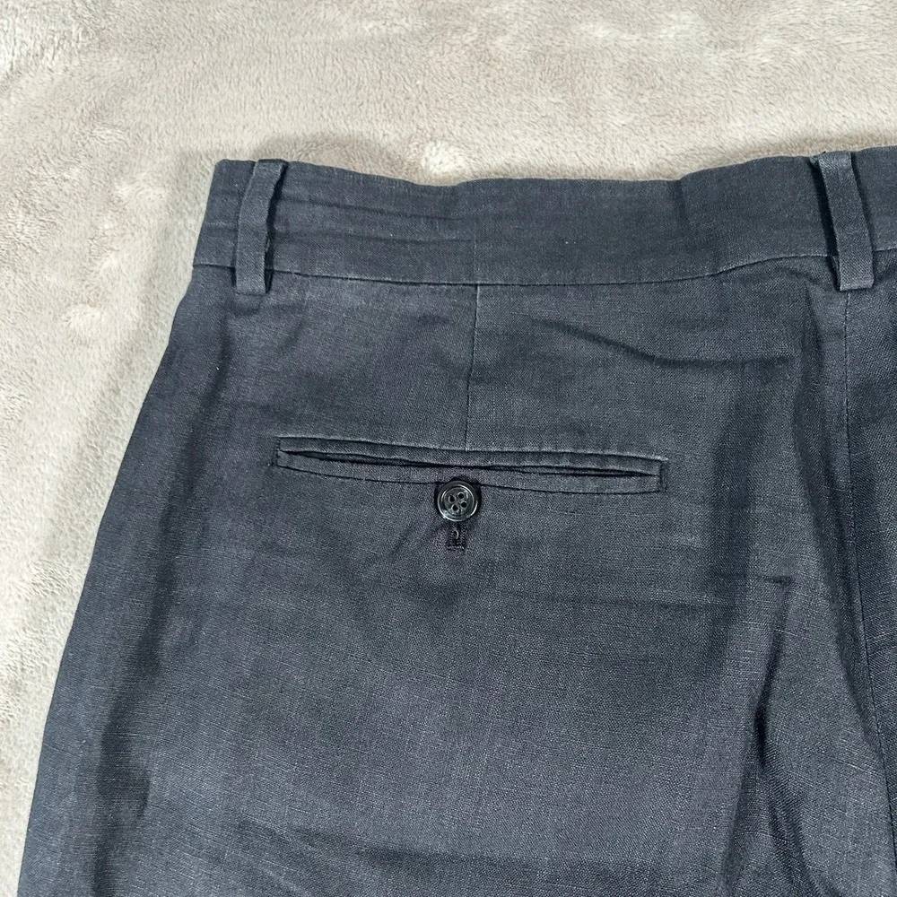 J. Crew Mens Vintage 100% Linen Pleated Cuffed Pants Black 36x30 Old Money